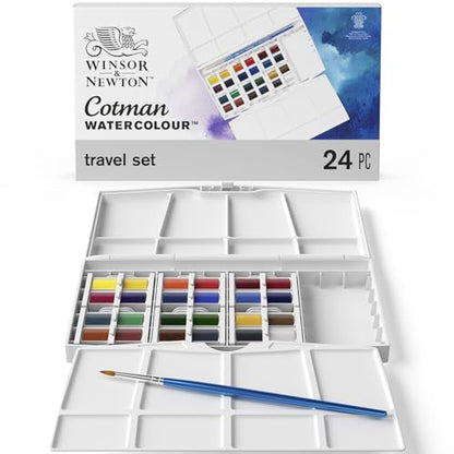 Winsor & Newton Cotman Watercolor Paint Set, 24 Half Pan Painting Plus Set - style: 24 Half Pan Studio Set