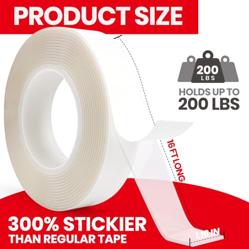ADHES Double Sided Tape Heavy Duty, 1.18in x 16.4ft, Nano Tape
