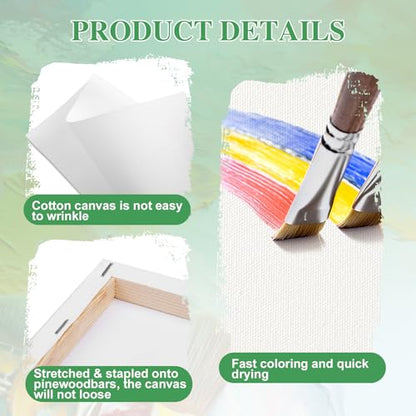 ESRICH Mini Canvases for Painting,4x4In Canvas in Bulk 10Pack, 2/5In Profile Small Square Canvas, Blank Canvases are Great for School Projects and Kids Birthday Parties, Home Decor Project. - size: 4x4in-10Pack