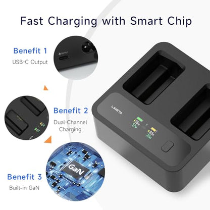 LIMETA Two-Way Fast Charging Hub for DJI Mini 4 Pro/Mini 3/3 Pro Battery, Multifunction Drone Charger with Storage Charge LCD Display Smart APP Controller