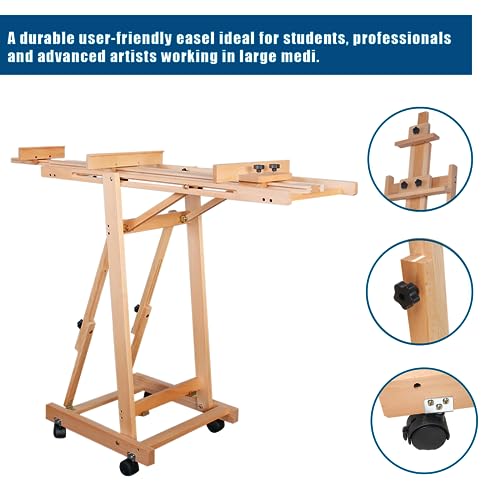 56 to 91" Adjustable Large Movable Artist Studio Easel Wooden Art Stand H-Frame