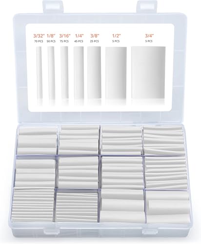 Wirefy Heat Shrink Tubing Kit 275 PCS - 3:1 Ratio Adhesive Lined, Wire Shrink Wrap Tubing - Industrial Heat-Shrink Tubing - White - Shrink Wrap Tubing | Trusted UL Certification