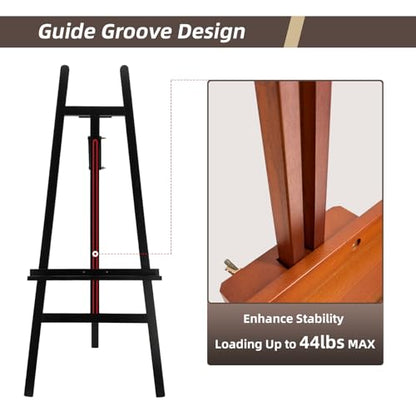 Large Walnut Wooden Easel Stand for Sign, A-Frame Painting Easel - style: Walnut