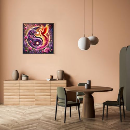 DIY Diamond Art Kits for Adults, Dragon and Phoenix Diamond Painting Kits - color: CM067
