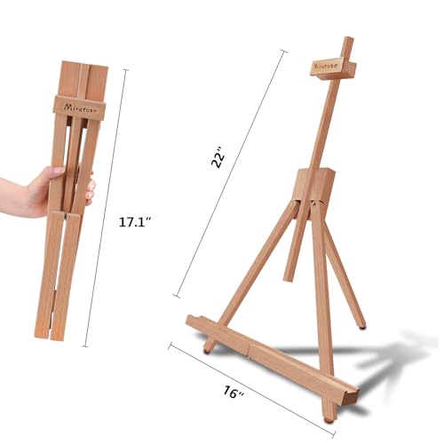 Miratuso Painting Easel, A-Frame Wooden Tabletop Easel Display Stand - style: Single
