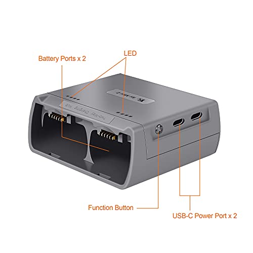 Hanatora Two-Way Battery Charging Hub and Check Battery Level for DJI Mini 4K/2/SE Drone,Charge Two Batteries in Sequence,Charger Accessories
