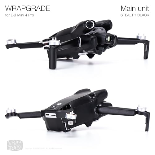 WRAPGRADE Skin Stickers Compatible with DJI Mini 4 Pro | Full Wrap (Stealth Black) - color: Stealth Black