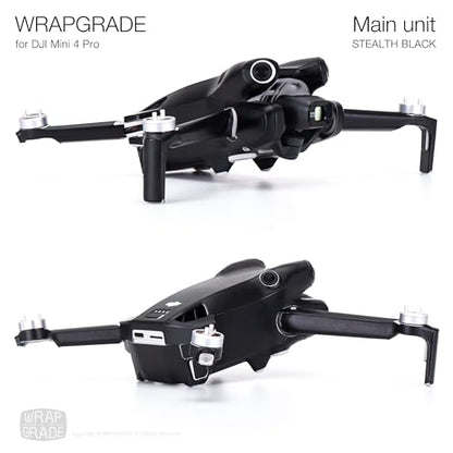 WRAPGRADE Skin Stickers Compatible with DJI Mini 4 Pro | Full Wrap (Stealth Black) - color: Stealth Black