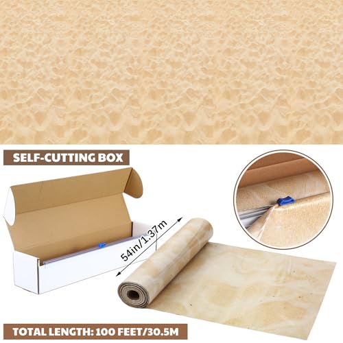 Oudain 54 Inch x 100 ft Beach Sand Tablecloth Roll with Cutter Box - style: Beach Gold