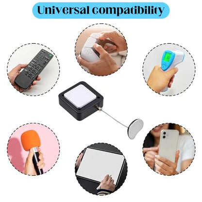 6Pcs Remote Control Tether Cord and Holder 6.5 Ft Retractable Security Cable Lock with Double Sided Adhesive and Screws, Adjustable Cable Leash Length Rope Lanyard Lock for TV Tablets Showroom