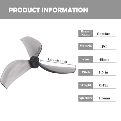 RC Propeller Gemfan 45mm 3-Blade Propeller for RC FPV Drone(Grey+Pink) - color: Grey+pink