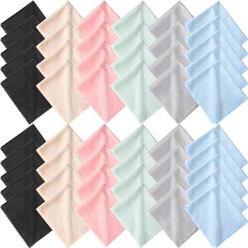 Frienda 50 Pcs Microfiber Glass Cleaning Cloths Lens, Light Color - color: Light Color