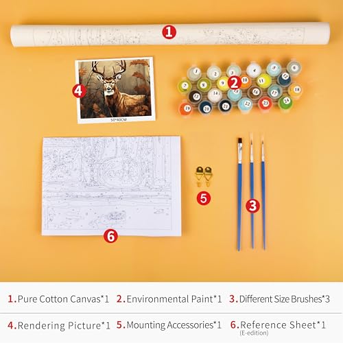 TUMOVO Whitetail Deer Paint by Numbers Craft Kit for Adults - color: Deer