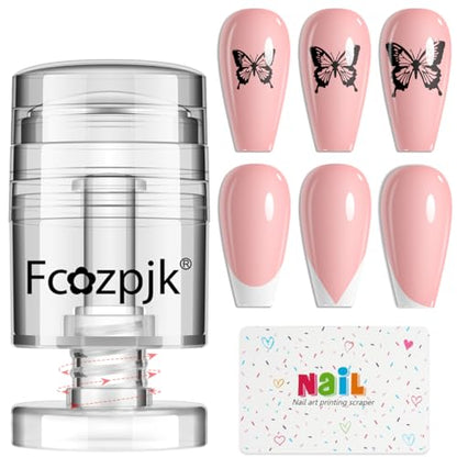Fcozpjk Rotatable Nail Stamp Clear Silicone Nail Art Stamper Scraper Kit - color: Clear