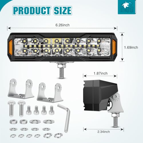 Nilight 6 Inch LED Light Bar 2PCS 50W Spot Flood Combo Lamps - color: 50W Led Pod 2Pcs White