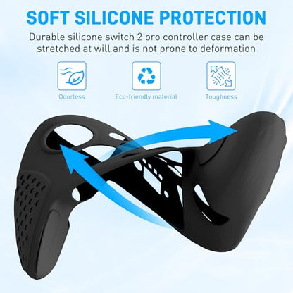 Silicone Switch 2 Pro Controller Case, Softshell Cover Compatible with Nintendo Switch 2 Pro Controller 2025, Ergonomic Comfort Grip Design Full-Body Skin Protector - Black - color: Black