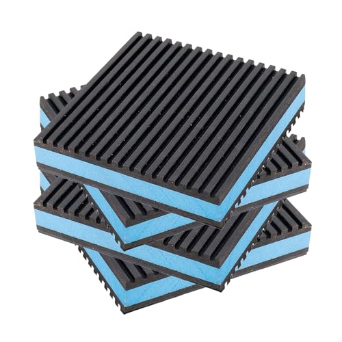 4 Pack Heavy Duty Anti Vibration Pads, 4" x 4" x 7/8" Ribbed Rubber Isolation Mat with EVA Core for Air Compressor, Treadmill, Washer, Dryer, HVAC, AC Unit – Noise Reduction, Non-Slip, Outdoor Ready