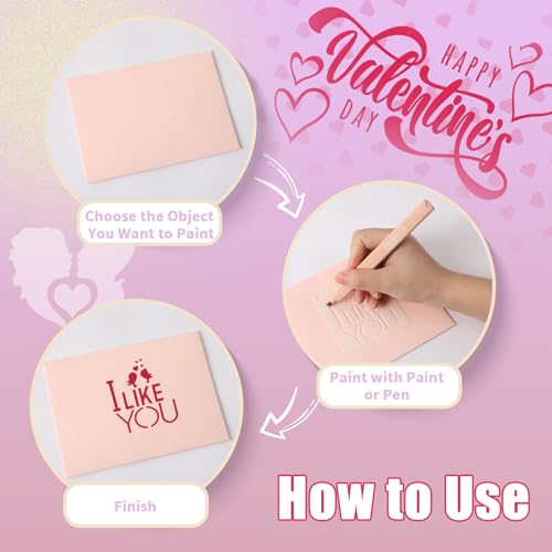 Augshy 56 Pack Valentine's Day Stencils, Reusable Craft Templates, 3 Inch - style: Valentines