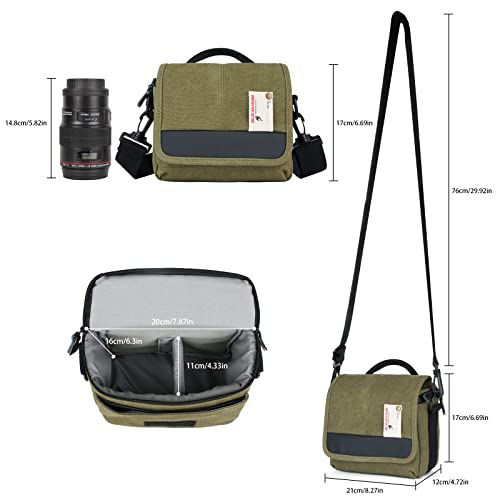 Besnfoto Camera Bag Small Crossbody Camera Shoulder Purse Compact Case - color: Army Green, size: Small