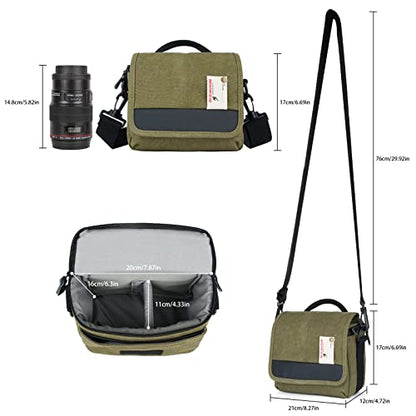 Besnfoto Camera Bag Small Crossbody Camera Shoulder Purse Compact Case - color: Army Green, size: Small