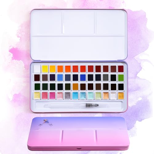 MeiLiang 48 Colors Watercolor Paint Set with Brush - style: Solid Set 48 Color