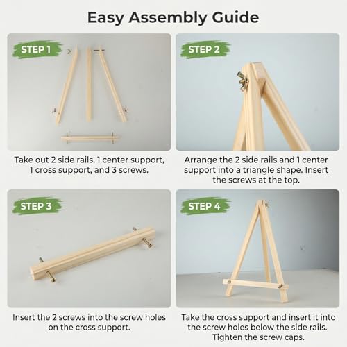 4 Pack Tabletop Wooden Easels, 11.8 Inch Adjustable Foldable
