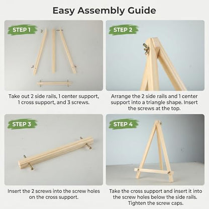 4 Pack Tabletop Wooden Easels, 11.8 Inch Adjustable Foldable
