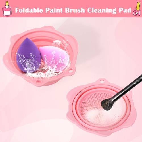 Vodolo Paint Brush Cleaner Mat,Foldable Silicone Paint Brush Cleaner Bowl,Portable Cleaning Tool for Paintbrush,Painting Artist Accessories