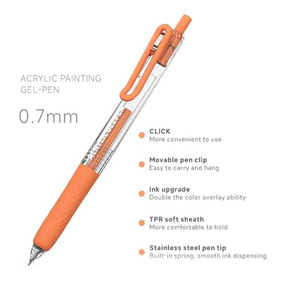 6 Colors 0.7mm Fine Pointed Acrylic Gel Pen Set,White - color: White