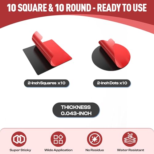 Double Sided Tape Pads, 20PCS Heavy Duty Mounting Foam Tape - size: 2 inch Round & Square - 20PCS