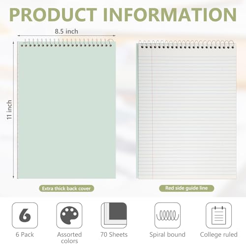 Resurhang 6 Pack Office Steno Pads, Fresh Tone, Classic Style - color: Fresh Tone, style: Classic Style