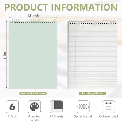 Resurhang 6 Pack Office Steno Pads, Fresh Tone, Classic Style - color: Fresh Tone, style: Classic Style