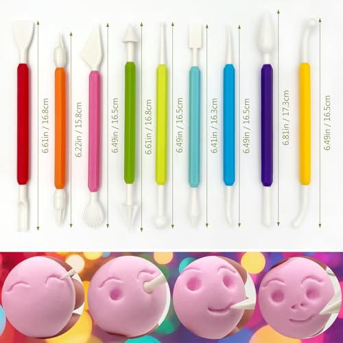 9-Piece Plastic Clay Sculpting Tool Kit – Air-Dry & Polymer Clay Modeling Set with Easy-Grip Handles