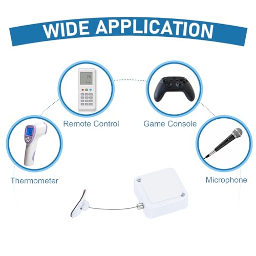 PATIKIL 3.3ft (1M) Retractable Remote Control Cable Tether 2N, 3PCS Remote Control Security Lanyard Lock Adjustable Locking Leash with Plastic Cap for TV Phone Tablets Showroom, White - color: White, size: 3.3ft