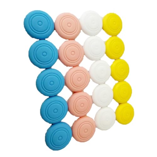 20 PCS Controller Thumbstick Caps Cover Replacement Silicone Touch Controller Rocker Cover for S-W-I-T-C-H/Lite/NS/OLED (Yellow/Pink/White/Blue)