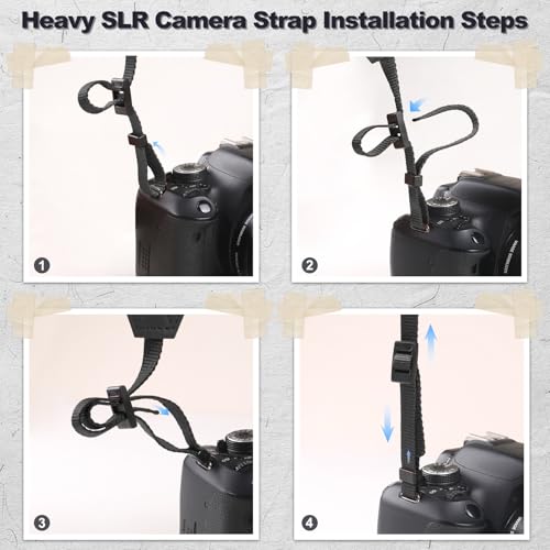 Universal Camera Strap - Camera Neck Strap, Adjustable Shoulder Straps Compatible with Canon, Fujifilm, Nikon, Olympus, Panasonic and other SLR and mirrorless cameras - Blue and Black Stripes - color: Blue and Black Striped