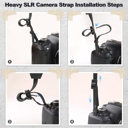 Universal Camera Strap - Camera Neck Strap, Adjustable Shoulder Straps Compatible with Canon, Fujifilm, Nikon, Olympus, Panasonic and other SLR and mirrorless cameras - Blue and Black Stripes - color: Blue and Black Striped