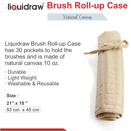 Liquidraw 30 Pocket Roll-Up Canvas Paint Brush Holder, 21 x 18in (Natural) - color: Natural