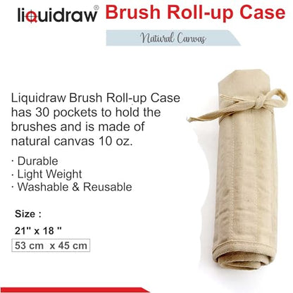 Liquidraw 30 Pocket Roll-Up Canvas Paint Brush Holder, 21 x 18in (Natural) - color: Natural