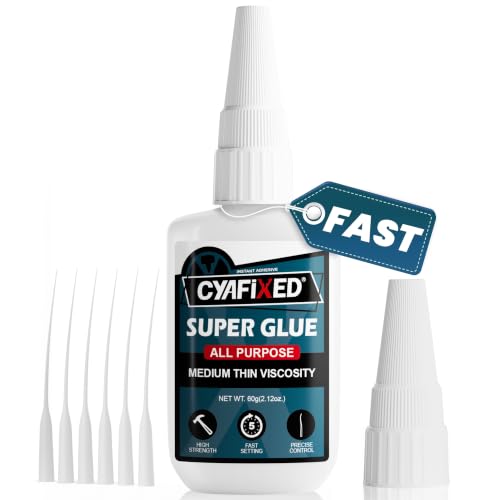 Fast Super Glue 60g, Medium-Thin CA Glue for Plastic Wood Glass Ceramic - size: 2 oz