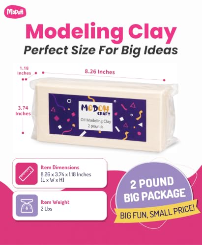 Reusable and Non-Drying Oil-Based Plasticine Modeling Clay - color: Cream White, size: 2 lbs