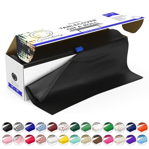Grandipity Plastic Table Cloth Roll - 54in x 100 Ft. Table Cover Black - color: Black, size: 1200" x 54" (Rectangular)