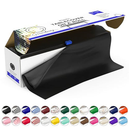 Grandipity Plastic Table Cloth Roll - 54in x 100 Ft. Table Cover Black - color: Black, size: 1200" x 54" (Rectangular)