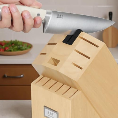 WANGMAZI 15‑Pcs Knife Block Set, Ultra Sharp, Natural Pro - color: 02-Natural Pro
