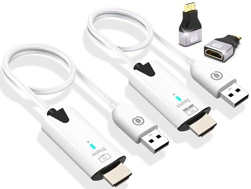 2026 Upgrade Wireless HDMI Transmitter and Receiver 328FT/100M, 4K Decode 1080P@60Hz Ultra HD Extender Kit Display Adapter, Plug & Play 5G+2.4G for Video/Audio to Monitor from TV Box/Laptop/Projector - color: White