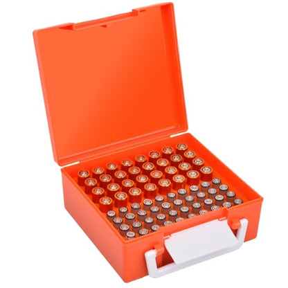 FULLCASE Battery Storage Organizer Holder Holds 72 AA AAA Batteries - color: Orange