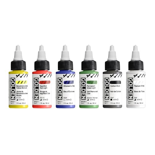 High Flow Acrylics by GOLDEN, High Flow Intro Set, 6 Colors, Professional Acrylic Paint