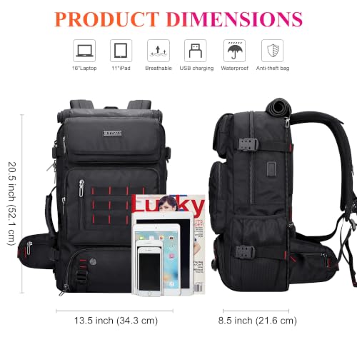 WITZMAN Carry on Travel Backpack for Men Airline Approved Fits 16" Laptop - color: 01.black