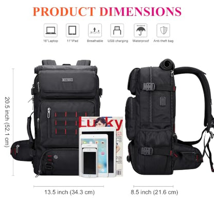 WITZMAN Carry on Travel Backpack for Men Airline Approved Fits 16" Laptop - color: 01.black