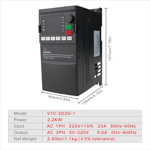VFD 220V / 2.2KW 3HP 10A ，Single Phase 220V-240V Input to 3 Phase 220V-240V Output Variable Frequency Drive, VFD for AC Motor Speed Control ，Single-Phase Input, 3 Phase Output